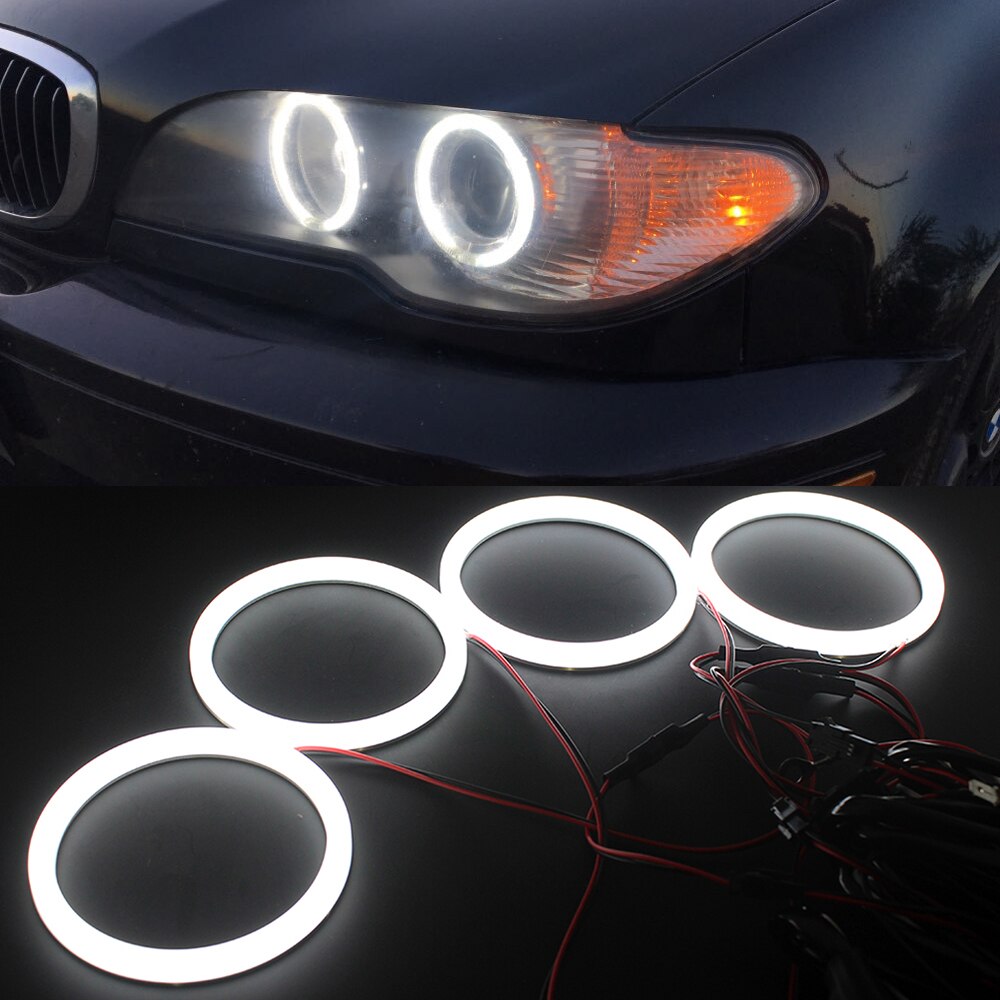 4X106mm Voor BMW E46 2D 325ci 330ci Coupe/Cabrio LED Angel Eye Halo Ring Light Katoen wit met fade in en fade off