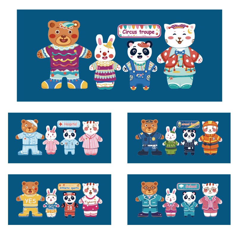 Planche à dessin magnétique en bois multifonction pour enfants, Puzzle, animaux, écriture, tableau noir, apprentissage, jouets éducatifs