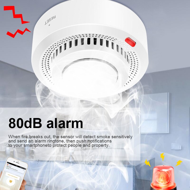 WiFi Smoke Sensor Alarm Fire Protection Smoke Detector Smokehouse Combination Fire Alarm Smart Home Security System Tuya APP