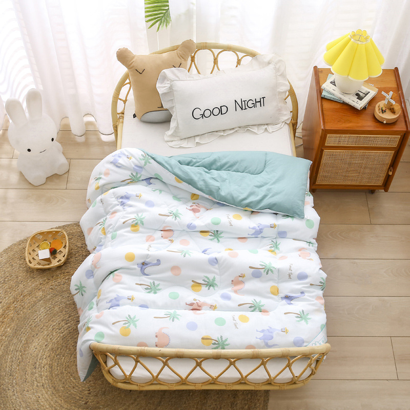Baby Bed Quilt 120*150cm Toddler Bedding Sleeping Comfy Warm Blanket Kindergarten Boys Girl Cotton Blanket With Padding Core: Dinosaur