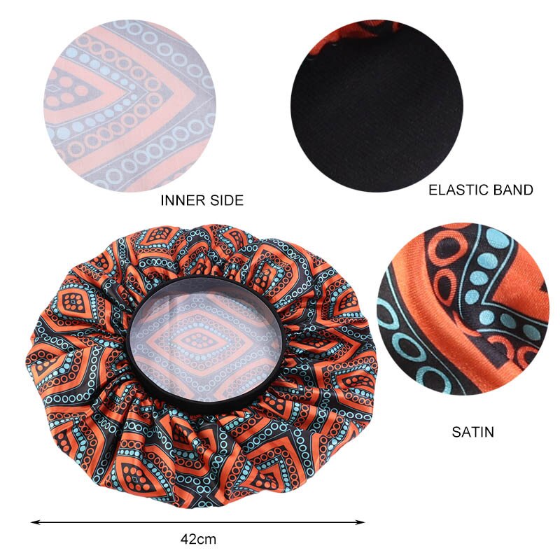 Iso satiini unihattu yöhattu afrikkalaiset naiset print hiukset konepelti intialainen turbaani leveä nauha yömyssy päähuivi pipot suihkumyssyt