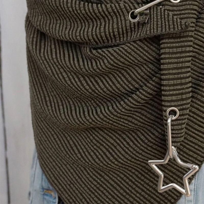 Femmes hiver épaissir grande écharpe avec bouton crochet étoile pendentif décontracté couleur unie côtelé Triangle châle enveloppement extérieur cou plus