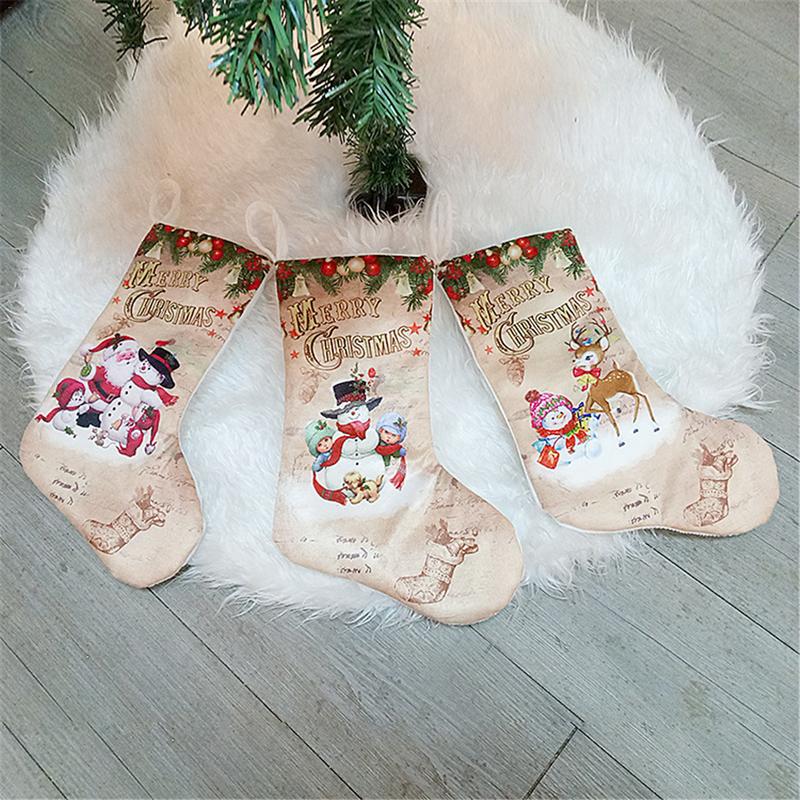 Colgante con calcetines de Navidad, adorno de tela, colgante de botas pequeñas, estampado de patrón de Navidad para , suministros de decoración del hogar, bolsa de