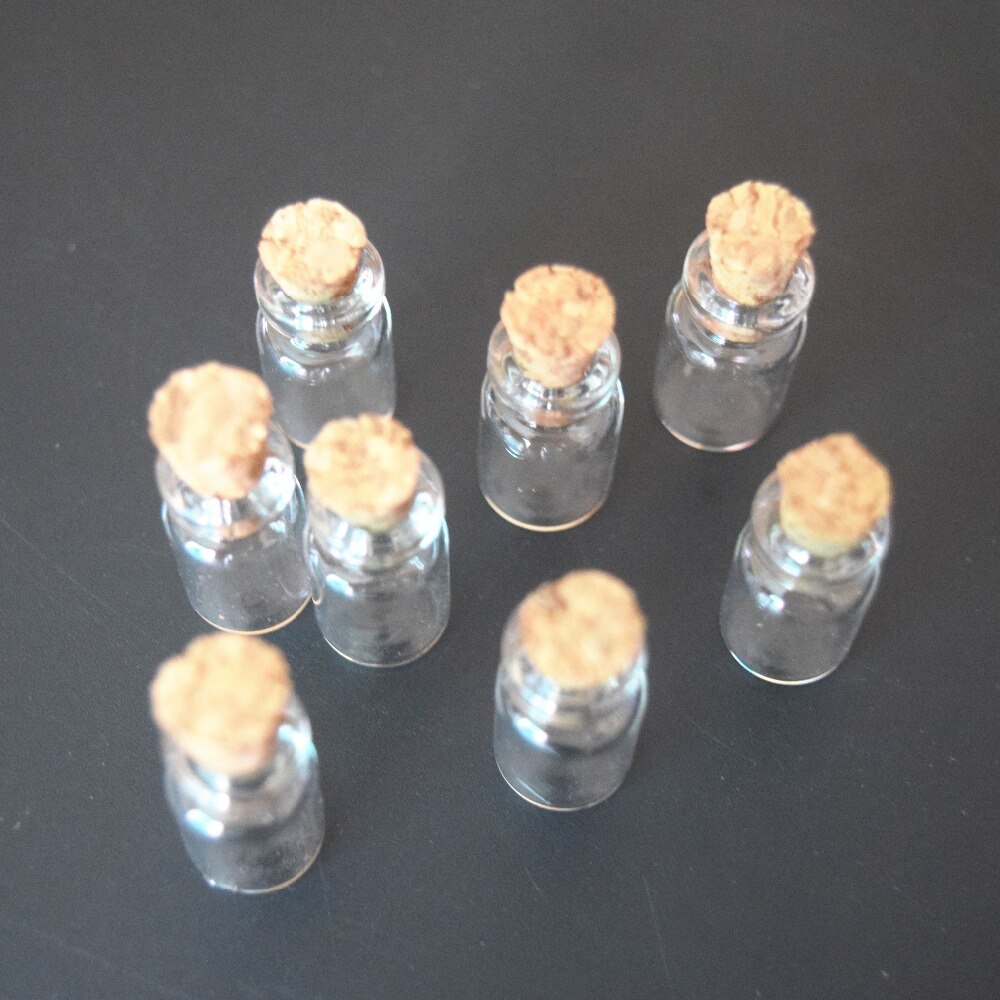 50 Stuks 0.5Ml Mini Kleine Tiny Clear Kurk Glazen Flessen Flesjes