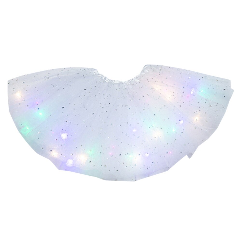 Pasgeboren Kids Meisjes Baby Sequin Tutu Rok Led Light Up Pettiskirt Ballet Kleding Baby Meisjes Kleding Meisjes Jurk Korte Rok: WH