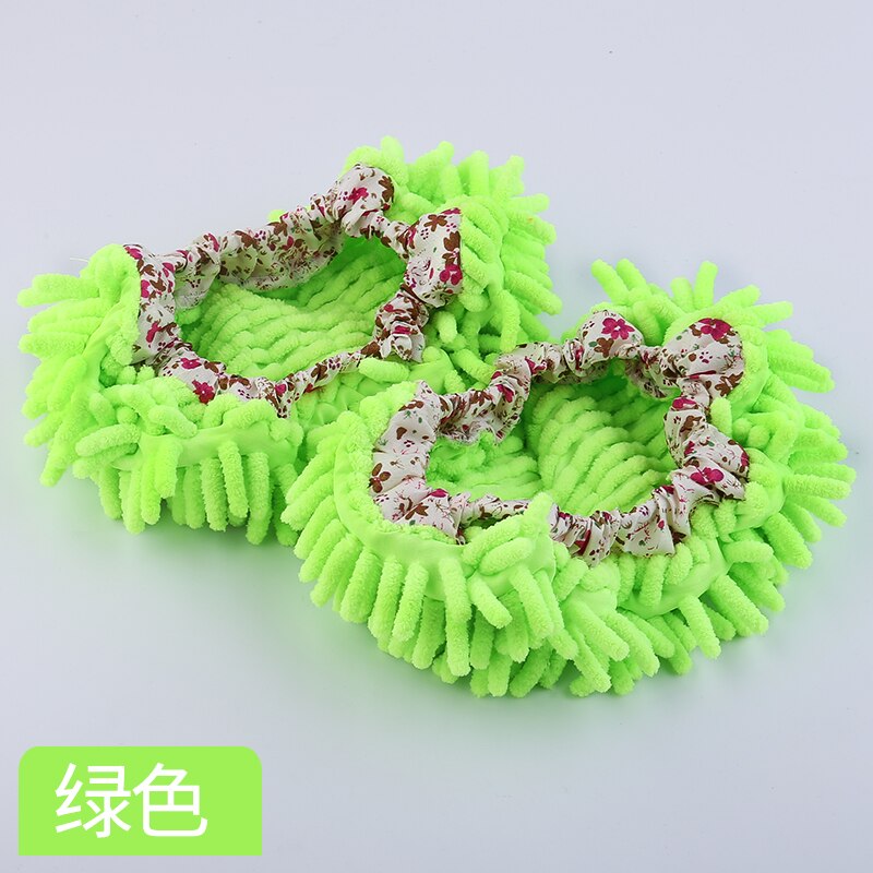 Mopp hausschuhe mopp schuh abdeckungen faul schuhe haushalt mopp schuhe lappen hausschuhe füße abnehmbare boden schuhe reinigung wischen: Grün