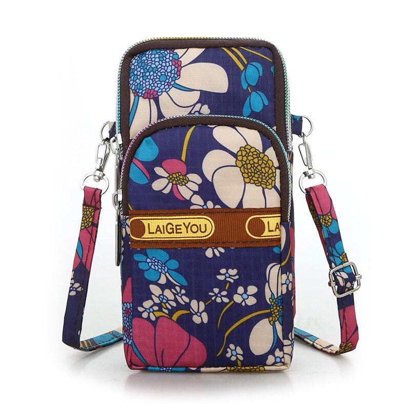 Sports Mobile Phone Bag Wrist Bag Arm Bag Shoulder Oblique Back Hanging Neck Bag Change Running Bag Purses and Handbags: Blue big flower