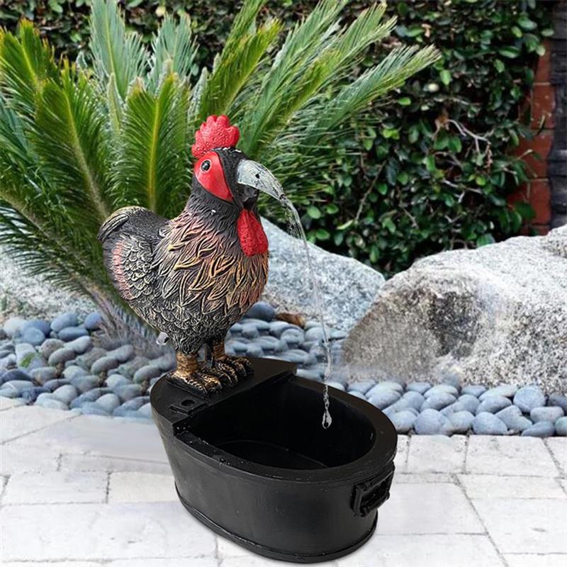 Water Fountain Playful Rustic Look Resin Metal Bird Garden Decor Fountain Vivid Bird Shape Yard Art Decor Water Fountain Outdoor