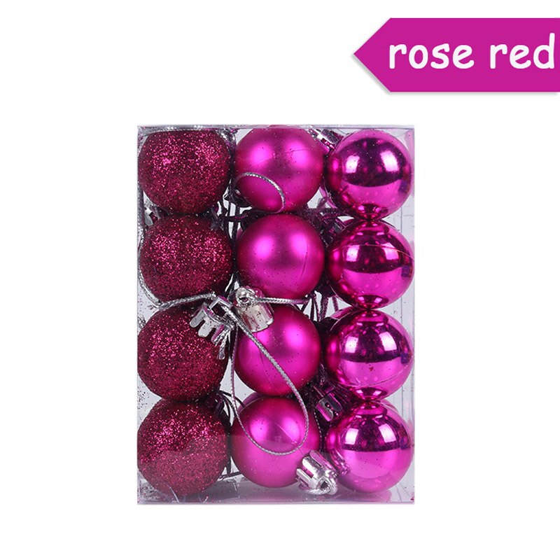 WEIGAO 24pcs Christmas Tree toys Decorations Ball Bauble Xmas Party Hanging Ball Ornaments Decorations for Home Year Navidad: 24pcs rose pink ball