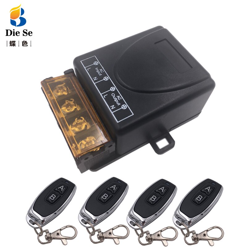 High-Power 5000W 433MHz RF Remote Control AC 75V~220V transmitor Receiver for Factory Farm Office Ventilation Pump LED Light: 1RC 4B