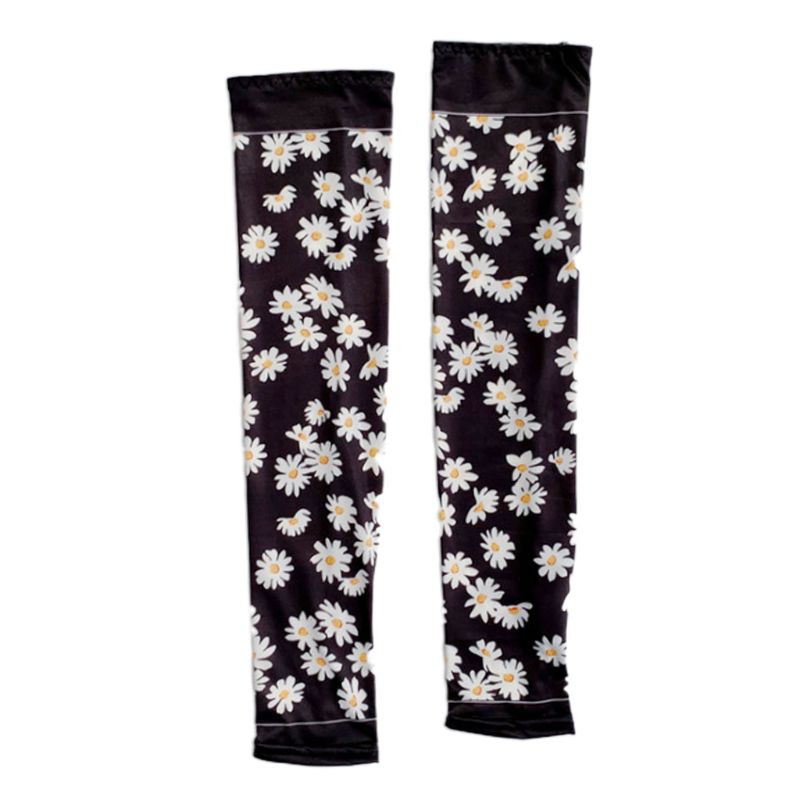Unisex sommer solcreme arm ærmer søde daisy blomster jordbær print uv beskyttelse is silke kørsel fingerløse handsker: 1