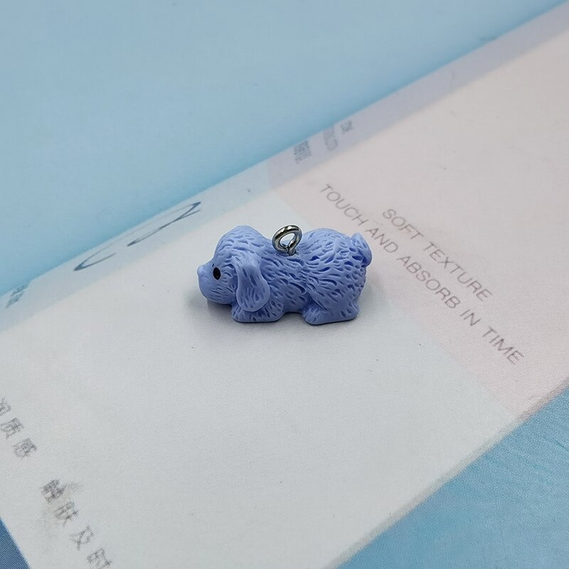 10Pcs Mooie Puppy Hond Pekinees Charms Leuke Dier Hars Hangers Charm Diy Oorbel Armband Sieraden Maken Accessoires C620: blue