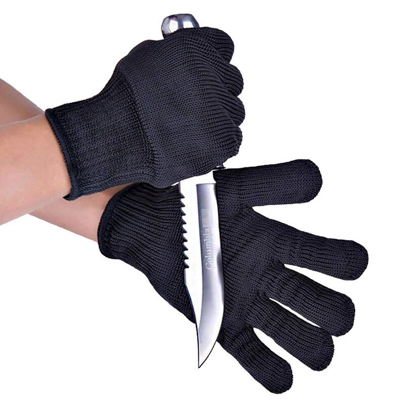 Anti Cut Handschoenen Zwart Mannen Roestvrij Staal Gaas Snijbestendige Beschermende Handschoenen Werk Veiligheidshandschoenen Niveau 5 Bescherming