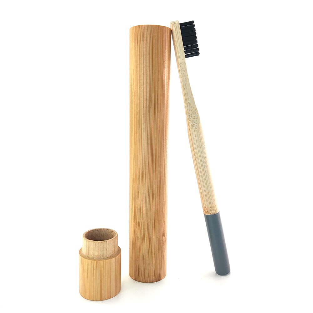 Degradable Bamboo Toothbrush with Natrual Bamboo Straw Case Eco-friendyly Portable Travle Toothbeush Set for Teeth care