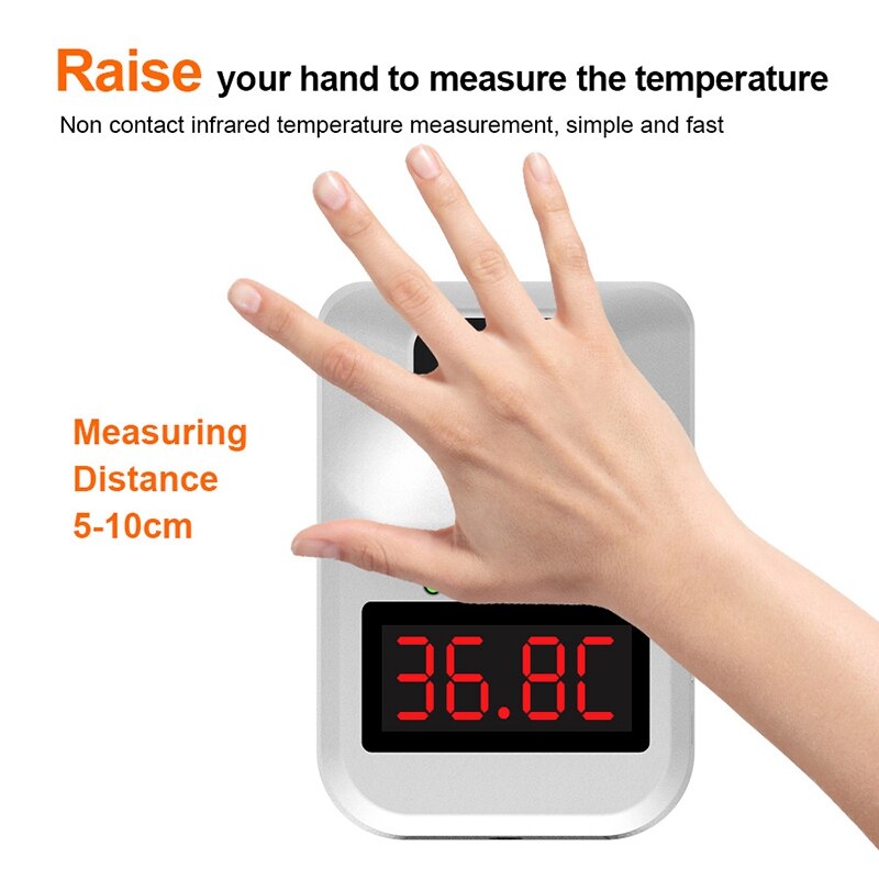 K3- plus wandgemonteerde infraroodthermometer met digitaal display, contactloos - statiefbevestiging