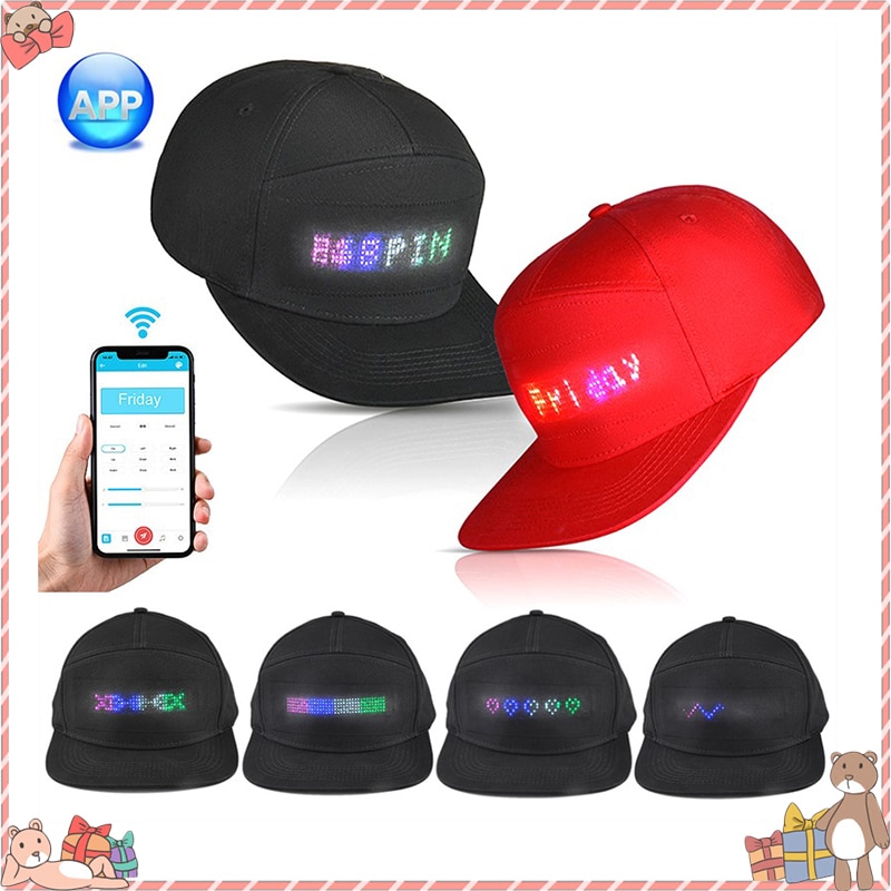 Party LED Light Hat Bluetooth LED Hat Programmable Scrolling Message Display Board Baseball Cap Self-editing Cap