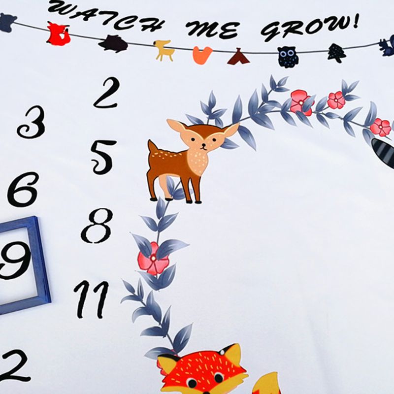 Newborn Baby Milestone Number Cute Animals Pattern Mat Blanket Photography Background Backdrop Cloth L41D