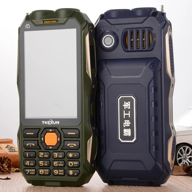 Tkexun  q8 mobiele telefoon, grote batterij, powerbank, supper, dubbele zaklamp, 3.5 inch touchscreen, dual sim mobiele telefoon