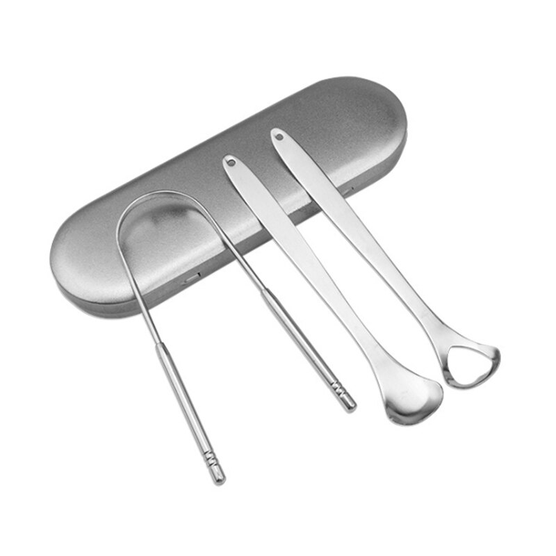 3Pcs Edelstahl Zunge Reiniger Metall Zunge Schaber Oral Reinigung für Entfernen Fleck zu Frischer Atem