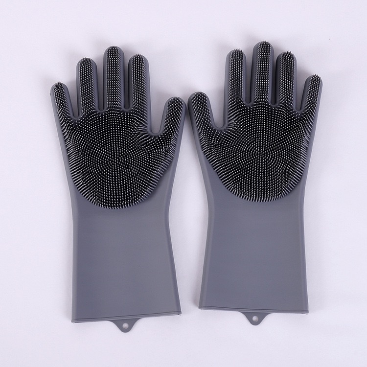 1 Paar Magic Dish Wassen Handschoenen Scrubber Rubber Keuken Schoon Gereedschap Multifunctionele Silicone Cleaning Handschoenen Voor Huishoudelijke: Gray / 240g