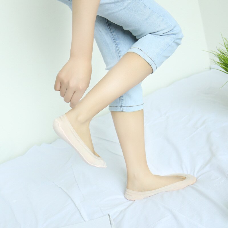1Pair 2Pcs Lace Boat Socks For Women Summer Ultrathin Antiskid Non-slip No Show Invisible Mesh Socks Slippers Chaussettes Femme