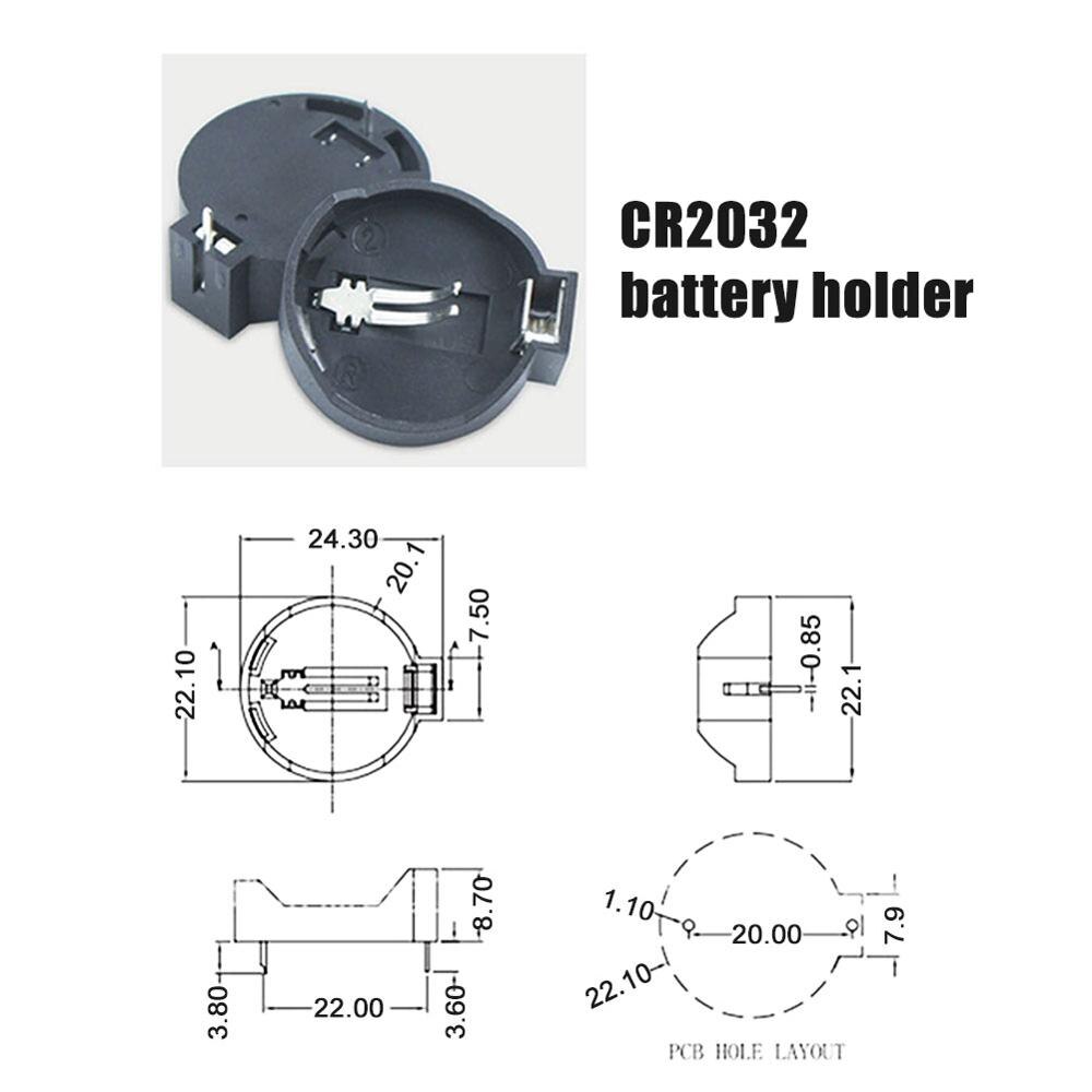 10Pcs Black CR2032 3V Button Cell Box Coin Cell Battery Socket Holder Case Battery Box