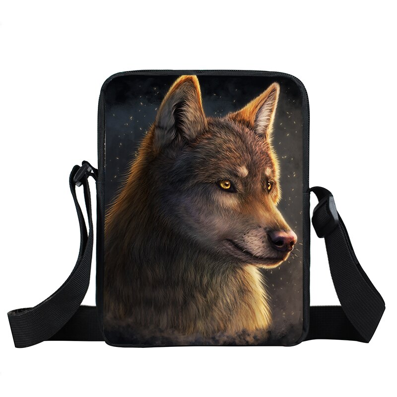 cool animal wolf print shoulder bag mens women handbag teenager boys girls mini messenger bag cute totes samll cross bags bokbag