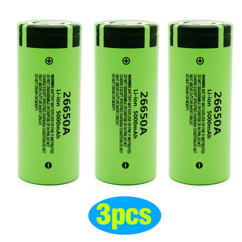 26650 Batterij 5000 Mah Li-Ion Oplaadbare Batterij Led Zaklamp Zaklamp Li-Ion Batterij Accumulator Batterij: 3pcs