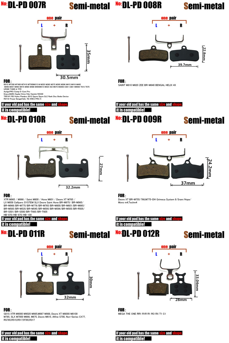 4 Paar Fiets Schijfremblokken Fiets Voor Shimano Xt/R Zoom 975 985 Zee MT5 315 Magura MT8 sram Avid BB5 Elixir DB1S Semi-Metallic