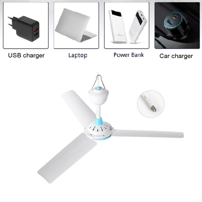 12V Ceiling Fan, Portable Hanging Camping Tent Fans for Outdoor Gazebo, DC Battery Powered Fan
