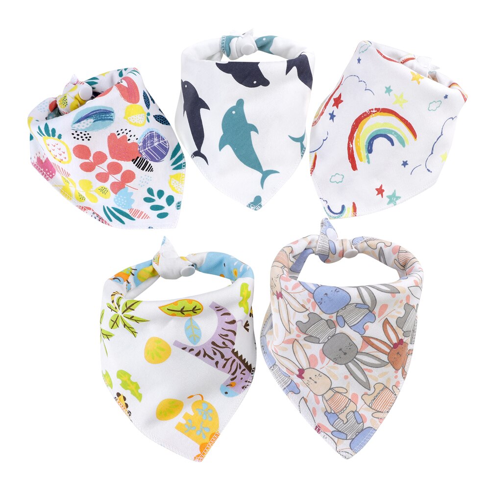 Civarua Kids 5 Stks/partij Baby Bandana Kwijlen Slabbetjes 100% Biologisch Katoen Slabbetjes Voor Jongens & Meisjes, super Zachte Absorberende Feeding Slabbetjes: SK0020
