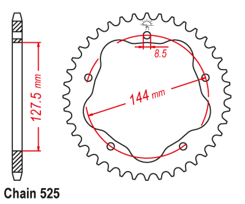 525 36T 38T 39T 41T 42T 45T de la motocicleta piñón trasero para Ducati 916 Strada Biposto SPS deporte 848 Evo 996 SPS 996 Biposto 998 S