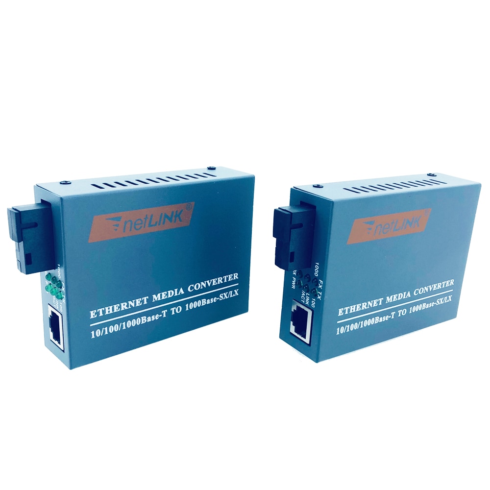 1 Pair HTB-GS-03 Gigabit Fiber Optical Media Converter 10/100/1000Mbps LAN Single Mode Single Fiber SC Port with Power Supply