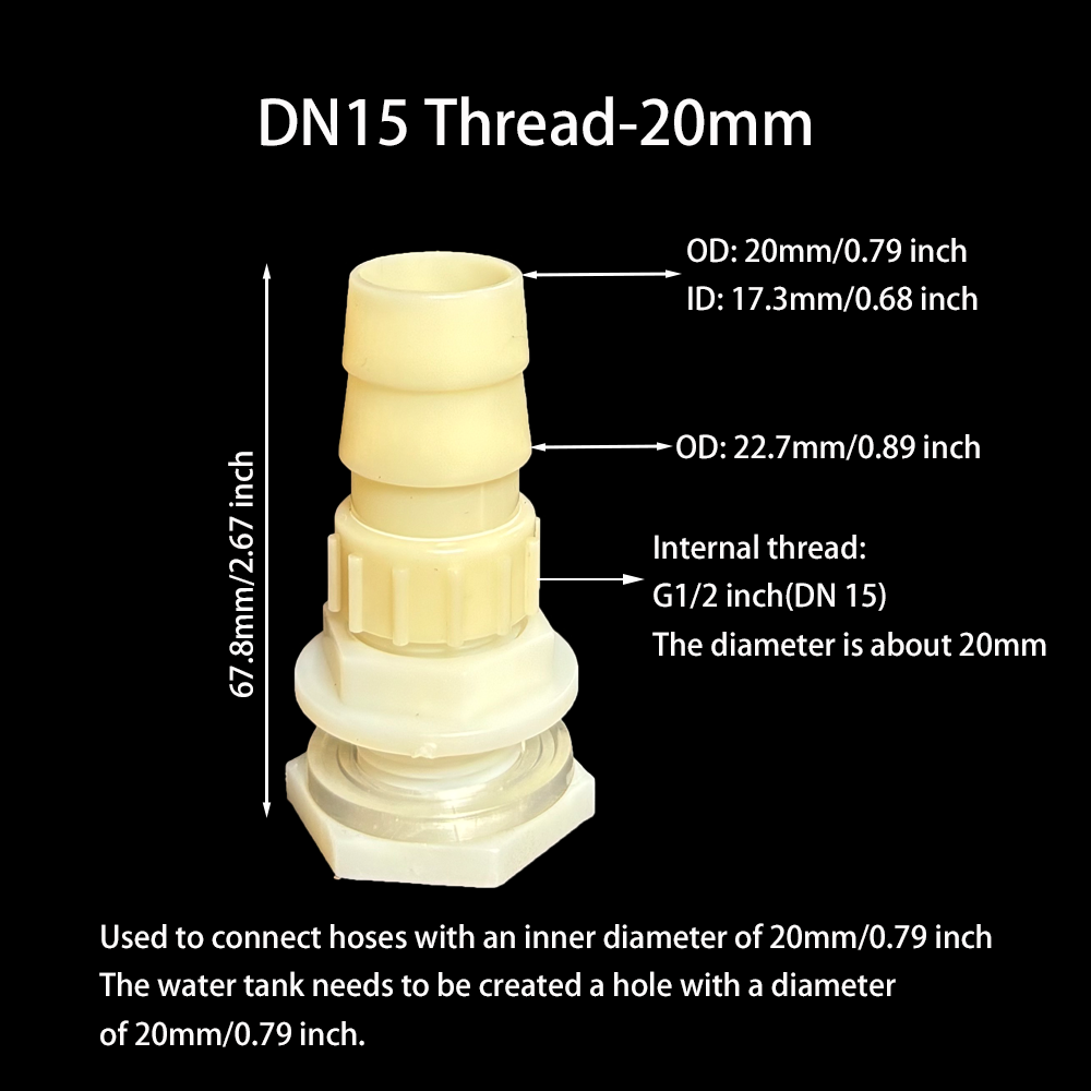 2Pcs Water Tank Hose Connector G1/2 inch DN15 Thread Outlet Plastic Poultry Pet Farming Pagoda Joint Coupling Irrigation: Pink