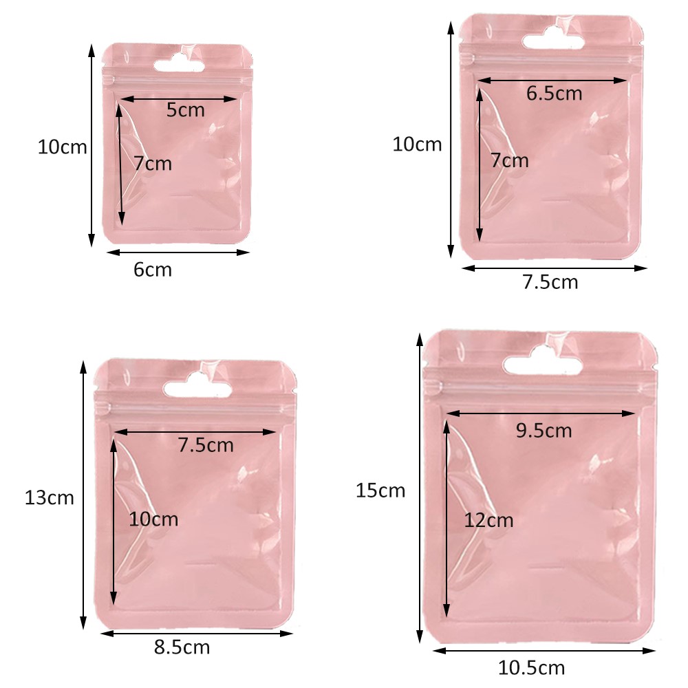 50pcs Cute Resealable Bag Foil Zipper Pouch For Jewelry Product Storage Organization Small Business Packaging Supplies