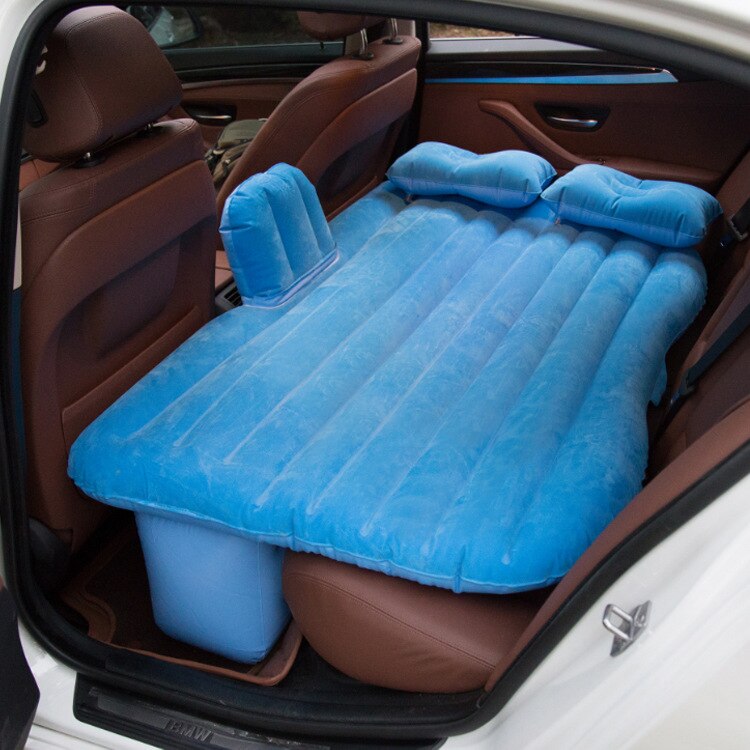 Car Bed, outdoor travel PVC flocking mattress, automotive inflatable bed: blue
