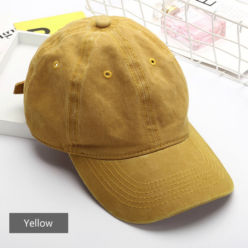 Gorra de béisbol de algodón de para hombres y mujeres, sombrero Retro con Cierre trasero, ajustable, lavable, Unisex,: Yellow