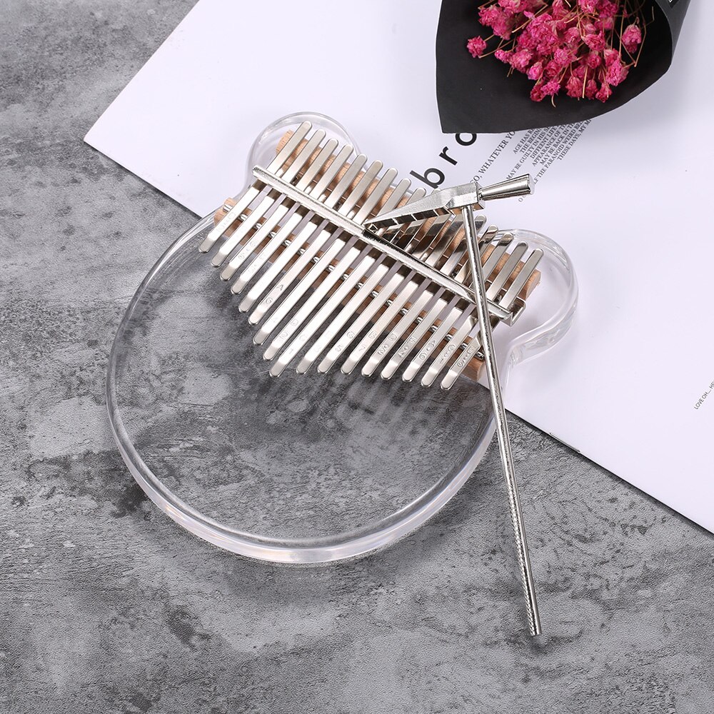 Newest 17 key Kalimba Acrylic Thumb Piano 17 Keys Mbira Transparent Keyboard Instrument with Tuner Hammer + Gig Bag Kimi Calimba