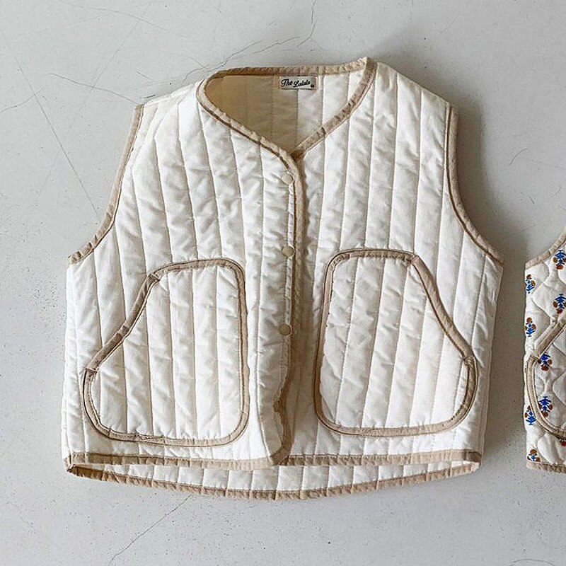 2021 outono nova menina do bebê colete quente crianças casaco de algodão do vintage moda floral da criança colete sem mangas jaqueta para roupas menino