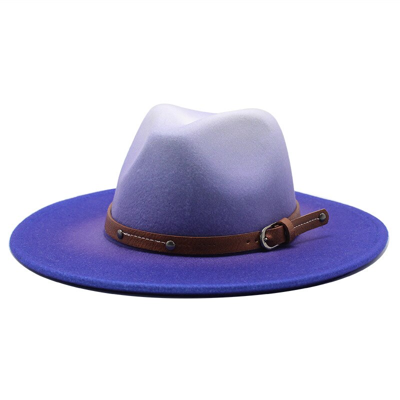 Imitation Woolen Women Men Ladies Fedoras Top Hat Jazz Caps European American Round Caps Bowler Hats: Blue
