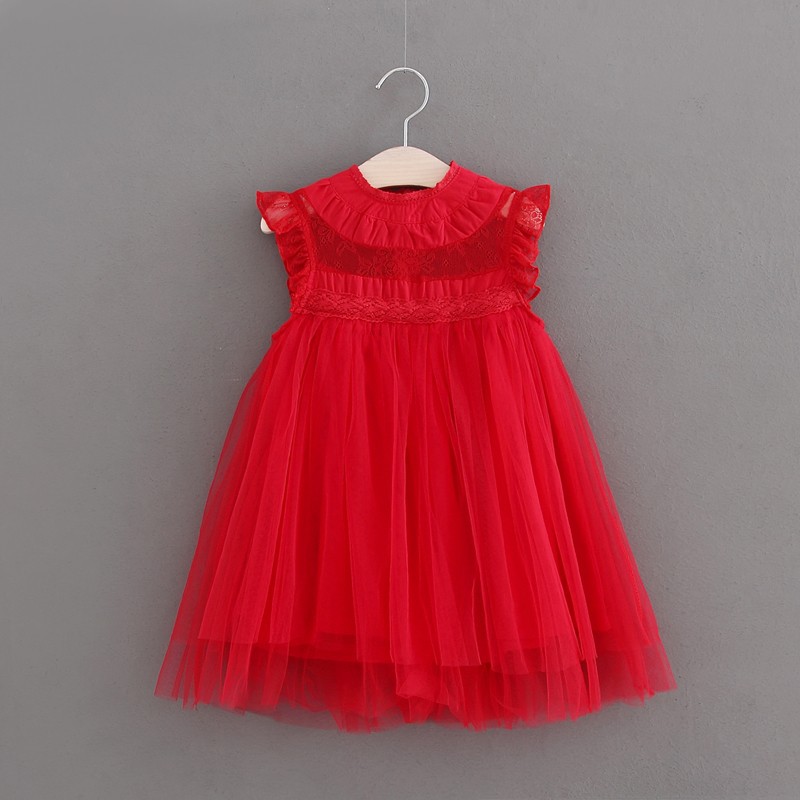 ¡Novedad del ! vestido verde tutú de encaje de verano para niñas, ropa encantadora sin mangas para niños, rojo/Verde/Beige/marrón