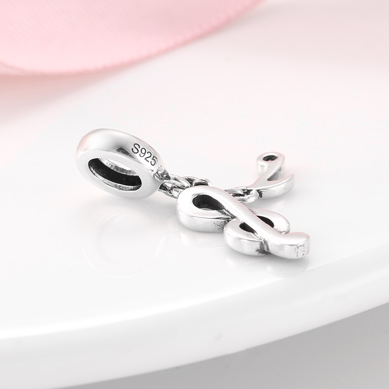 Affascinante della Nota di musica 925 sterlina perline D'argento di modo per Monili che fanno Misura Originale Del Progettista Del Braccialetto Dei Braccialetti