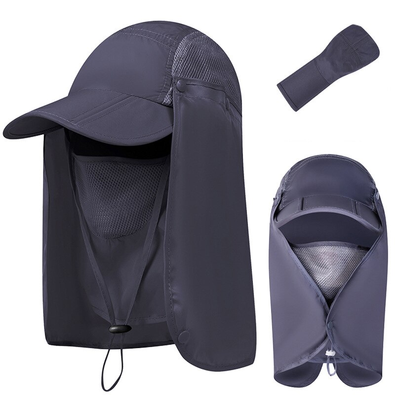 Unisex Collapsible Sunhat Summer Outdoor Quick-drying Sunscreen Fisherman Hat Fishing Breathable Sun hats Female Face Mask: CA042-E