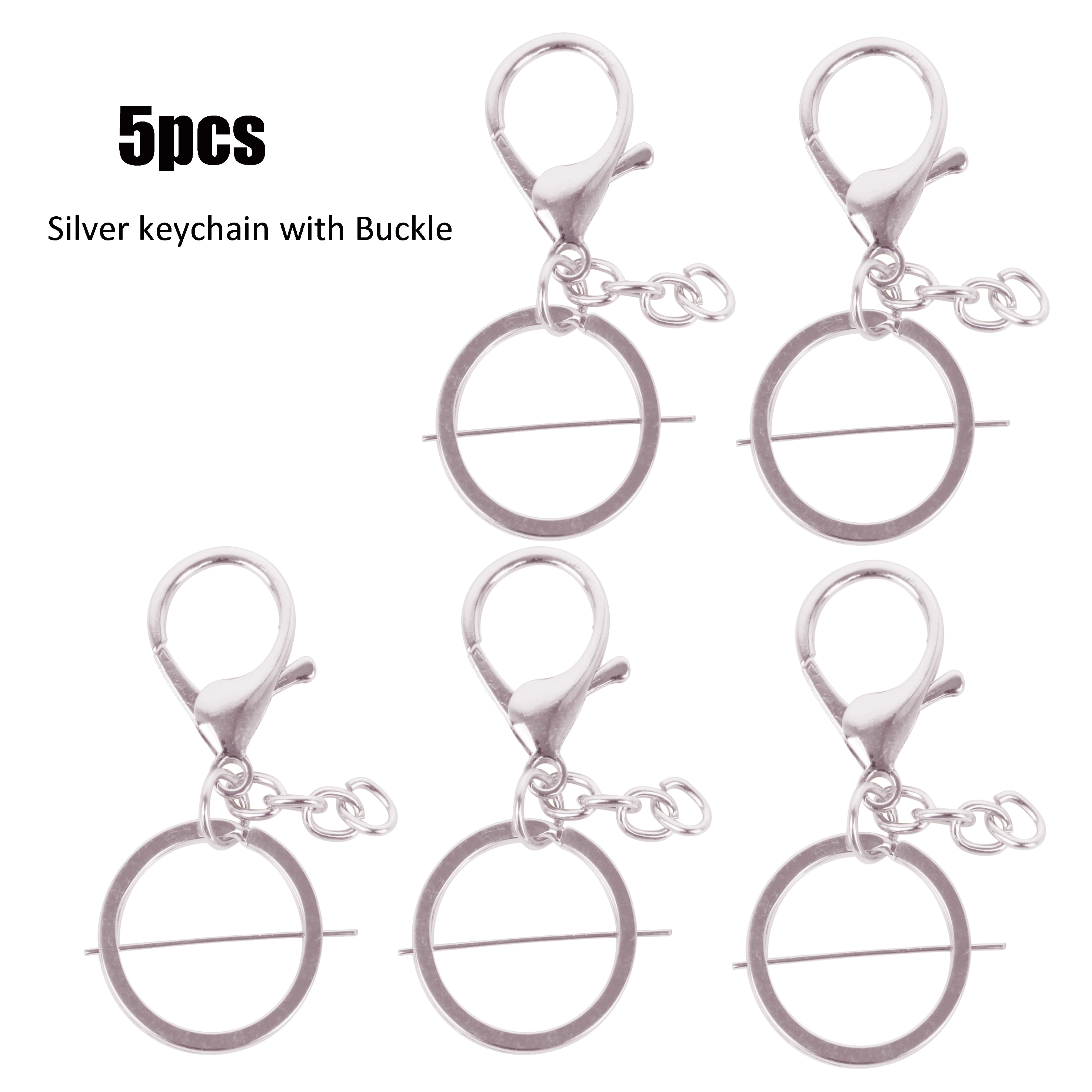 50pcs Silver-plated Metal Blank Key Ring Key Ring Female Men Key Ring Ring DIY Key Chain Accessories Key Ring Split Ring: Buckle silver