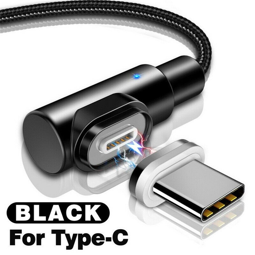OMESHIN 90 degree Magnetic Cable Micro usb Type C Fast Charging Microusb Type-C Magnet Charger For Xiaomi Android Phone Charger: Type-C  BK / 2M