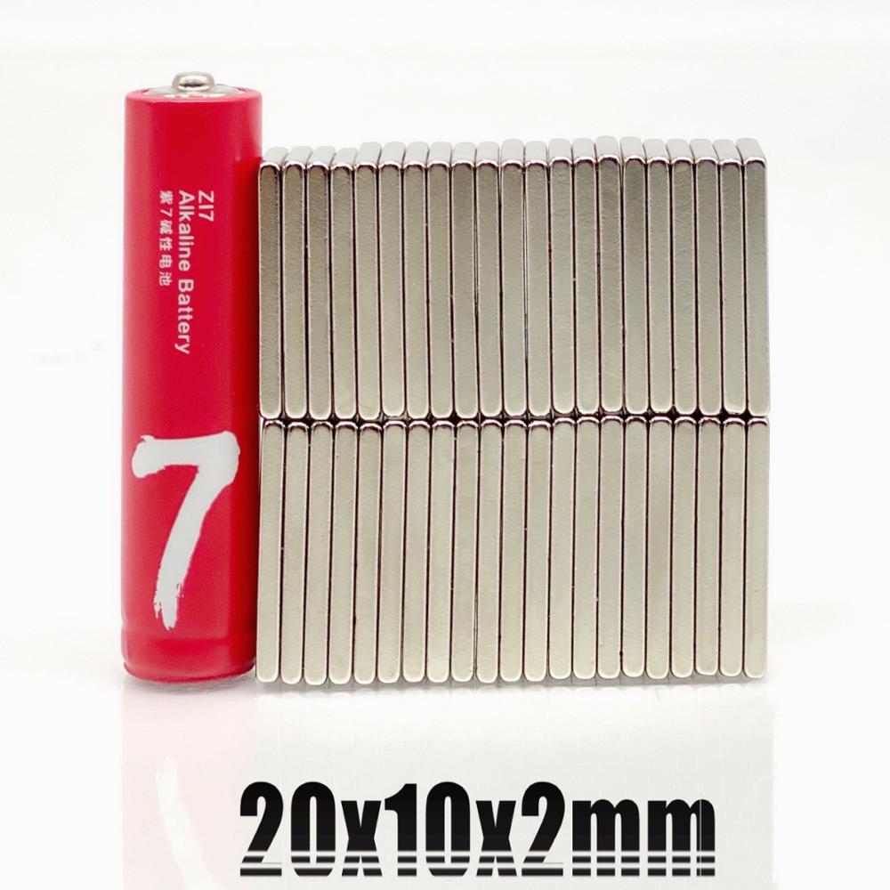 5/10//20/50Pcs 20X10X2 Neodymium Magneet 20 Mm X 10 Mm X 2 N35 Ndfeb Blok Super Krachtige Sterke Permanente Magneet