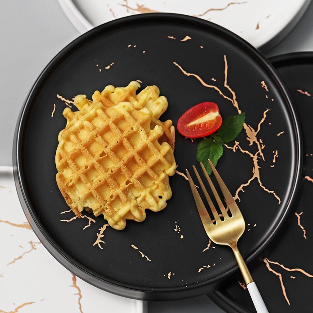 Piatto di Ceramica Forno a Microonde E Lavastoviglie 6 Pollici Piatto di Bistecca Insalata di Pannello Piatti Porcellana impostato Stile Europeo Marmo Piatto