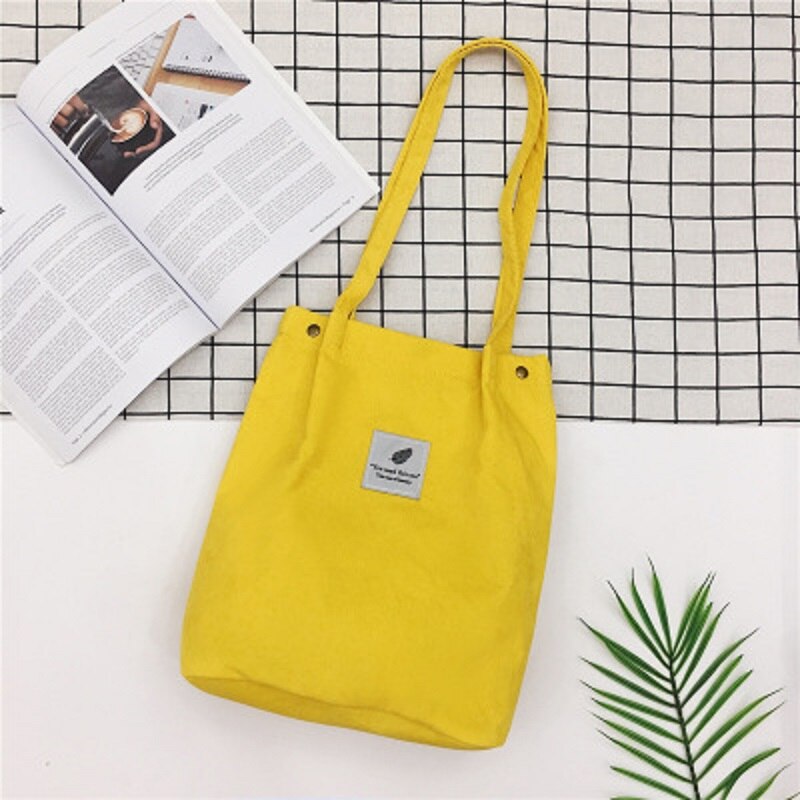 Litthing Women Solid Corduroy Shoulder Bags Shopping Bag Tote Package Crossbody Bags Purses Casual Handbag For Women Bookbag: yellow