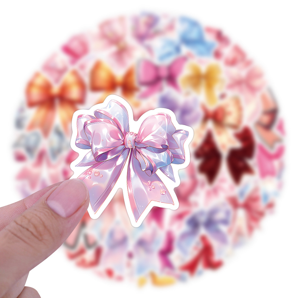 60 szt. Uroczych naklejek z kokardkami, kawaii, kreskówkowe kokardki, naklejki DIY do scrapbookingu, na telefon, bagaż, deskorolkę, wodoodporne naklejki