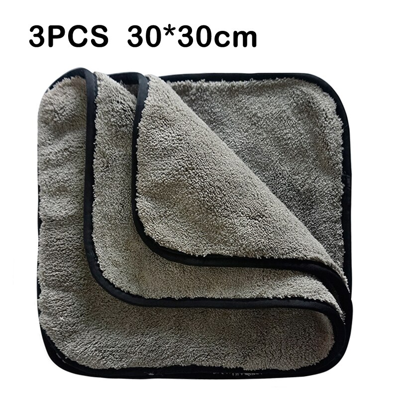 Bilvask håndklæde 1200 gsm mikrofiber håndklæde bil detaljer mikrofiber klud til bil rengøring tørre værktøj køkken vaske tilbehør: 3 stk. 30 x 30